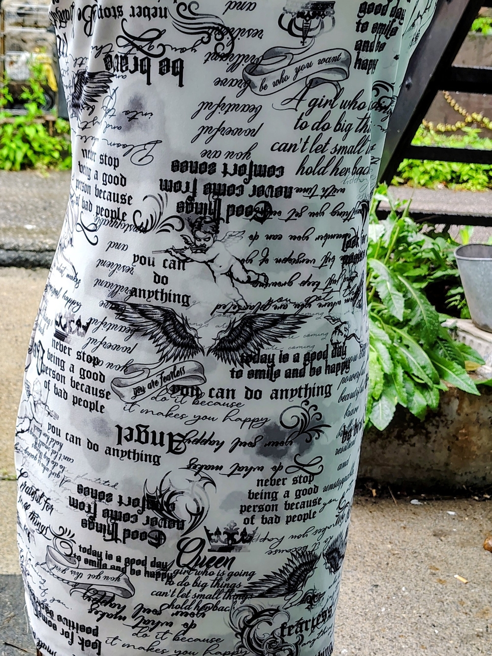 Black & White Script Print Mini Dress